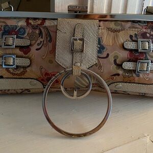 Vintage Guess Multicolor Floral Clutch with Silver Trim